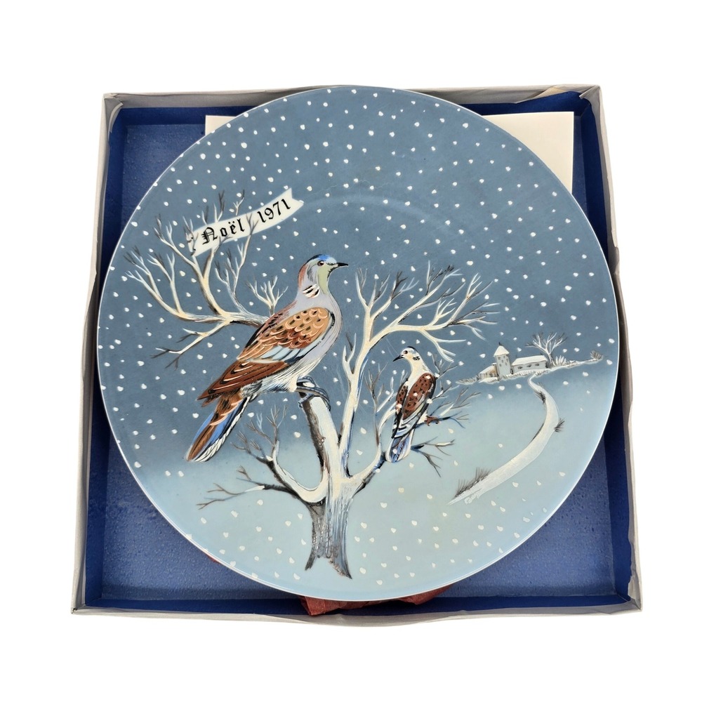 Haviland Limoges Two Turtle Doves 1971 Christmas Plate Remy Hetreau France Boxed